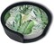 Set of 6 Green Tropical Palm and Fern Leaves Leather Drinks Coasters with Holder